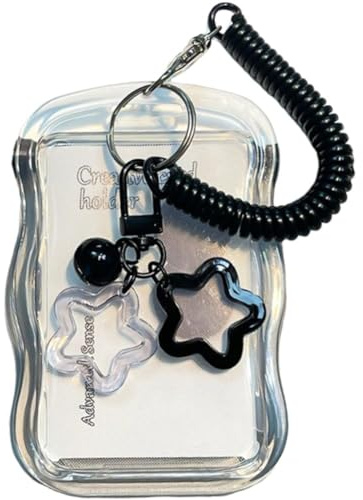 Dianzan Porte-Cartes Photo en Silicone avec Pendentif en Forme D'étoile Cloche, Porte-clés Kawaii, Protection Photo, Étui pour Cartes D'étudiant, Porte-Cartes Idol
