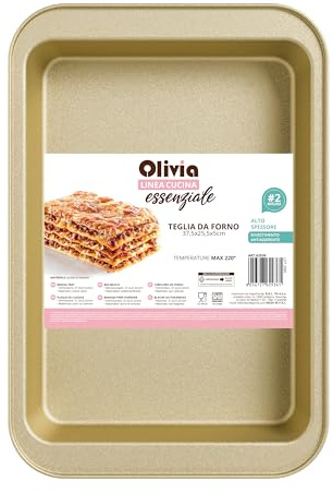 Teglia da Forno Rettangolare 37,5 x 25,5 x 5 cm, Antiaderente in Acciaio al Carbonio – Linea Cucina Essenziale