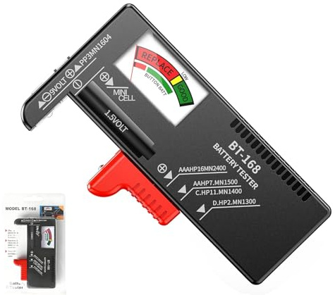 Comprobador De Pilas, Universal Battery Tester, Digital Battery Tester for Lcd Display, Bt-168 Medidor De Pilas for Aa Aaa C D 1.2v/1.5v/3v/9v Batteries and Button Cell (Black)