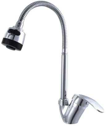 Gettimore Moderno rubinetto miscelatore cromato per lavello da cucina con comando a leva singola, struttura in lega di zinco, per acqua calda e fredda