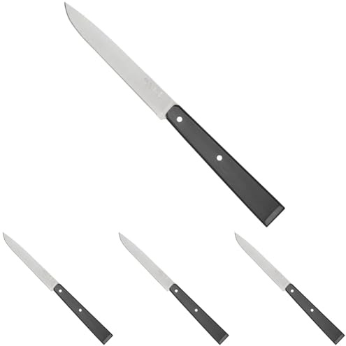 OPINEL 254462 Couteau de table Bon Appétit Lame en acier Sandvik 12C27 Noir (Lot de 4)