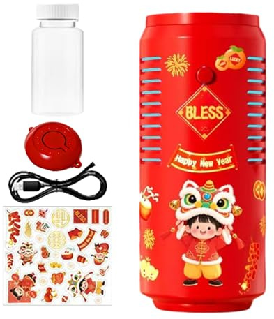 Fireworks Bubble Machine, Automatic sparkler Blower Toy With Music And Lights, Diy Stickers, Portable Bubble Maker For Kids Party Birthday Wedding Bonfire Night Chinese New Year