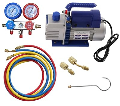 Bomba de vacío para aire acondicionado, 180 W, bomba de vacío para aire acondicionado dividido, bomba de vacío de 1 L/s, aire acondicionado, juego de llenado automático ideal para R134a R410a