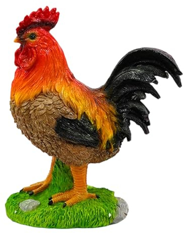 Generisch Hahn Skulptur Garten Deko | Figur für Außen Dekoration Tierfigur hell,Lebensechte Hahn Gartenfigur - Gartendekoration für draußen Balkon Küche Landhaus