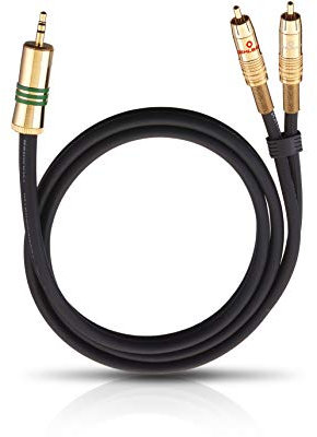 Oehlbach NF 1 / Jack 100 - Stereo-Audiokabel 1 x 3,5 mm Klinke auf 2 x Cinch - Flexibles Kabel mit effizienter Schirmung - 1 m - schwarz