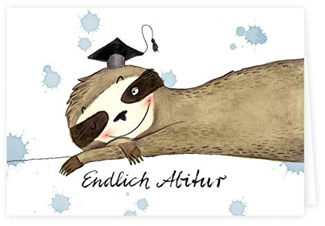 Grätz Verlag: 3er Set Abitur Karte, Glückwünsche zum Schulabschluss mit Faultier, Abitur Geschenkideen für Geldgeschenk