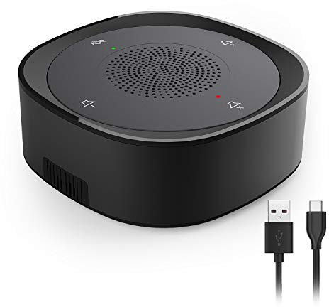 Micrófono USB para Altavoz, Altavoz de Conferencia, micrófono omnidireccional para computadora, con Recogida de Voz de 360º, Botones de Sensor táctil para silenciar/dessilenciar, transmisión, Altavoz