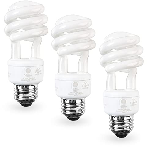 SLEEKLIGHTING E26 Standard Screw Base 13Watt CFL Light Bulb - 3 Pack, 5000 Kelvin for Pure White Daylight and 800 Lumens (65 Watt Incandescent Light Bulb Equivalent) - UL Listed