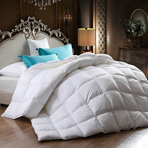 GOOSE Feather Down Quilt [SINGLE] 13.5 Tog Luxury Comforter Deluxe Duvet, Best Hotel Quality, Super Soft, Warm and Cosy, Anti Allergy, Computer Quilted S
