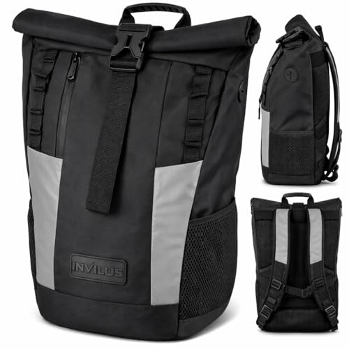 invilus® - Rucksack Damen & Herren - Rolltop Backpack mit Laptopfach Uni, Arbeit & Fahrrad - Seitlicher Schnellzugang - Reiserucksack - Nachhaltig - Wasserabweisend