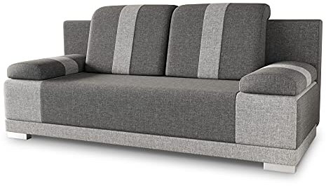 Sofa mit Schlaffunktion Imola - Schlafsofa mit Bettkasten, Couch, Bettsofa, Polstersofa, Klappsofa, Sofagarnitur (Grau (Sawana 05 + Sawana 21))