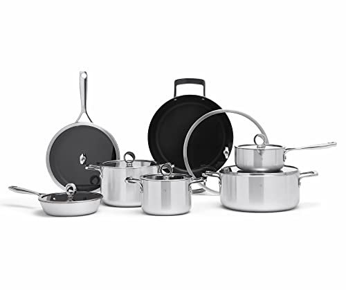Olav® Set de cuisine en cuivre, matériau 5 couches, apte à l'induction et au lave-vaisselle, set de casseroles et poêles antiadhésives, créé en Allemagne, sans PFOA (Grand Set, Revêtu - Serveur)