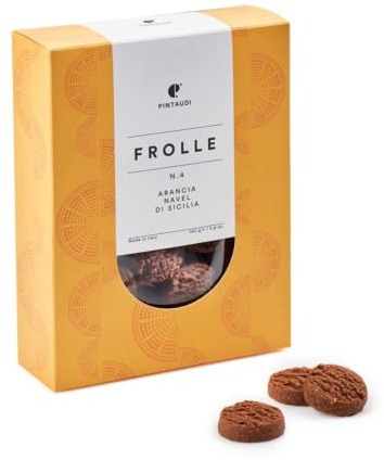 Pintaudi | Frolle Arancia Navel | Biscotti Arancia e Cacao | Frollini in Sacchetto al Cacao & Arancia di Sicilia - 160 Gr | Frolle Sapore Fruttato