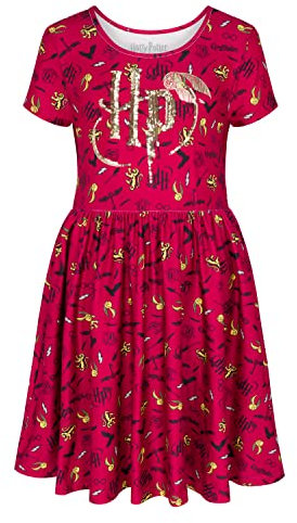 Harry Potter Mädchenkleid für kleine und große Mädchen 4–16, Rot/Ausflug, einfarbig (Getaway Solids), M