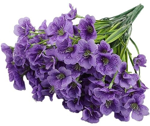 Ppmter Artificial Violet Flowers Fake Plants Artificial Plastic Bouquets Artificial Plants Home Outdoor Wedding Decoration