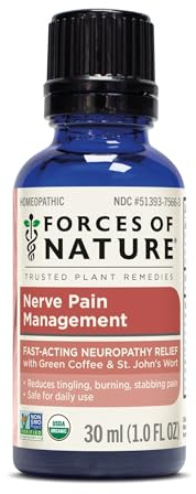 Forces of Nature Nerve Pain Management, Organic Topical Relief for Neuropathy & Nerve Discomfort, Homeopathic Medicine Supports Relief from Shooting Pains for Back, Hands, Legs & Feet, 1 fl oz