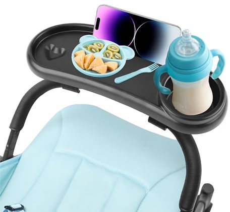 Babies Kinderwagen Snack Tablett mit Abnehmbarem, 3-in-1 Getränkehalter Kinderwagen Telefonhalter, Universal-Kinderwagen-Zubehör für Reisen Aufpassen