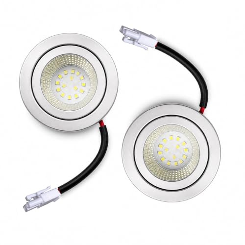 ruehalf 2-Piece 12V DC 220V 1.5W Exhauster Ventilator Light Bulb 55mm Cut Hole Cooker Range Hood LED Light Mini Vent Light (Color : 12V DC Warm White, Size : No)