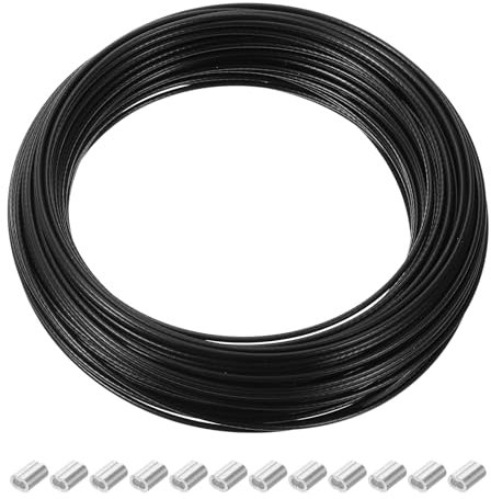PATIKIL 98,4 Pies Imagen Colgante Alambre Kit, Recubierto Cable 304 Inoxidable Acero Cuerda para Foto Marco Arte Obra Espejo Tendero Barandilla Decoración, 0.06 Diámetro