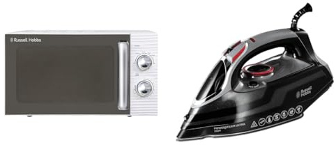 Russell Hobbs RHM1731 INSPIRE White 17 Litre Manual Microwave & Powersteam Ultra 3100 W Vertical Steam Iron 20630 - Black & Grey (UK Plug)