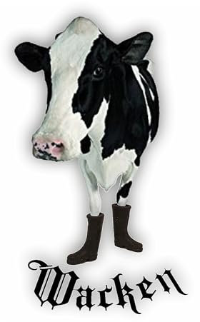 WildeBabsKLBT Kuh mit Gummistiefel Wacken W01 30 cm Hochwertige Premium Autoaufkleber Sticker Aufkleber selbstklebende Folie Wunschtext Tuning selbst gestalten Wunsch Zahl