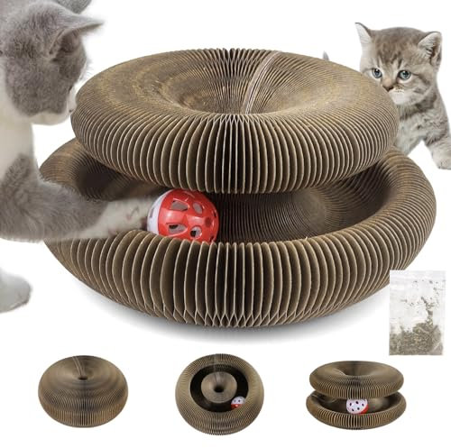 Kratzbrett Katze 2-in-1 Magische Orgel Katzenkratzbrett Kratzpappe Magic Organ Cat Scratching Board Cat Toy Kratzbretter Katze mit Glöckchen Faltbares