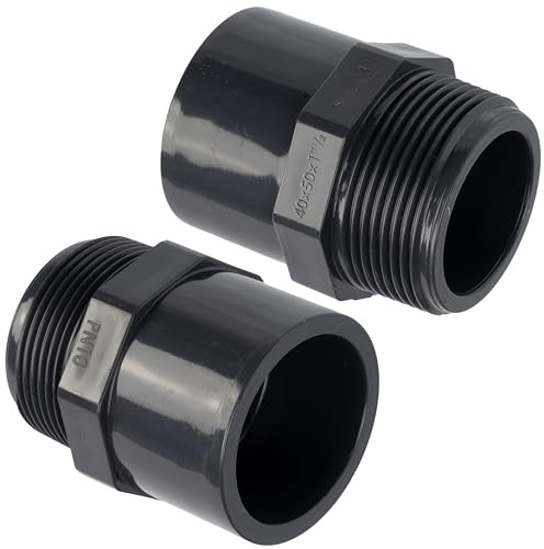 AERZETIX - C75549 - Juego de 2 Racores de presión reductores dobles - rosca macho 1 1/2 - en plástico - PN 10 - conector para tubos
