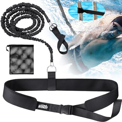 Swimming Belt 2.5-7.5M Adjustable Swimming Resistance Belt Swimming Training Belt Swimming Belt Pool Adults Children Swimming aid for any Swimming Pool Without Swimming Line Stationary