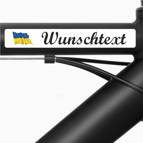 INDIGOS UG - Fahrrad Aufkleber Rahmen Ukraine - wehend - Fahrradaufkleber Fahne Aufkleber selbst gestalten - 13 Flaggen mit Wunschtext personalisiert - Namensaufkleber Erwachsene - Sport, Rennen