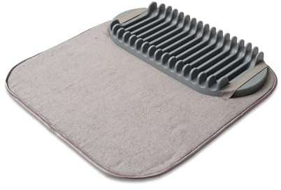 Addis Microfibre kitchen dish drying mat & plate rack space-saving design folds up for easy storage, mat 43.5 x 43.5cm, Charcoal