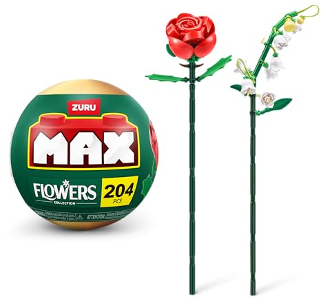 MAX Premium Flowers Building Bricks Collection (upp till 243 stycken, 2 blommor per kapsel, 10 att samla upp). (Lily of Valley och Rose, 1 kapsel)