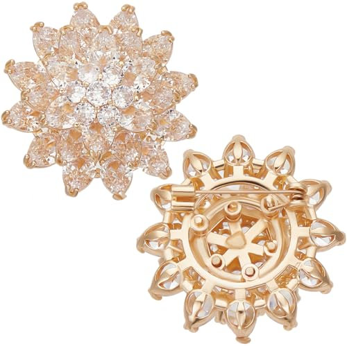 Beebeecraft 1 Box 1 Stück Blumenbroschen Messing Zirkonia Gold Lotusblume Brosche Anstecknadel Für Hochzeiten Party Geschenke