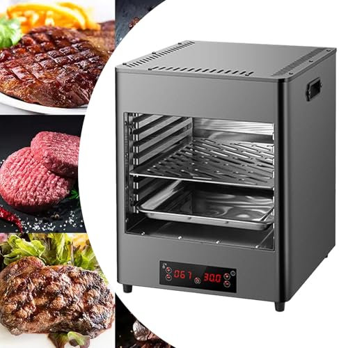 Asador De Carne Eléctrico Multicapa Para Uso En Interiores, Horno De Encimera Comercial/Doméstico, Temporizador De 0-30mins, Temperatura De 100-800 ℃, Máquina De Carne Con Asador, Bandeja Y Clips,C