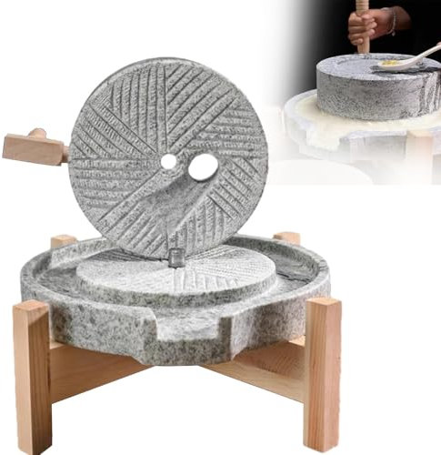 DPLWJPP Molino/Molinillo De Piedra Seca Y Húmeda Hecho a Mano, Antiguo, Adecuado para Uso Doméstico De Cereales, Legumbres Y Cebada, con Estructura De Madera