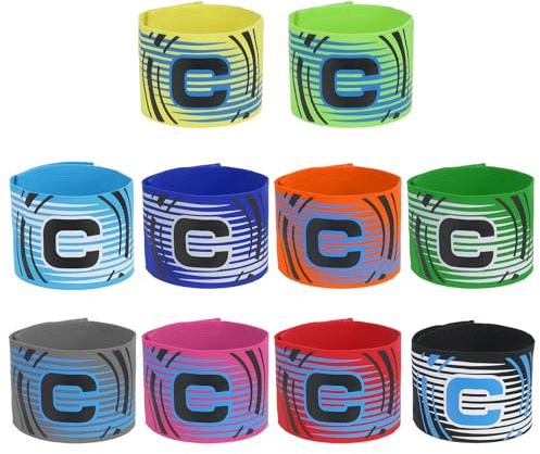 PATIKIL Soccer Captain Armband, 10 Pcs Captain Arm Bands for Soccer Elastic Captain C Arm Band Sports Captain Armbands for Youth Adult Football Team Training 10 Color