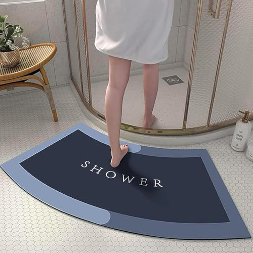 Gebogene Badematte für runde Dusche, rutschfester Kieselalgenschlamm, schnell trocknender Eckteppich, super saugfähig, Quadrant-Duschmatte für runde Badezimmer (A, 45 x 100 cm)