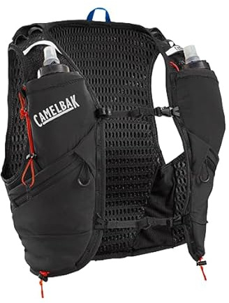 CamelBak Apex Pro Run Endrance Racing Vest with RECCO Technology - Soft Flask Hydration and Trekking Pole Quiver - Black, M