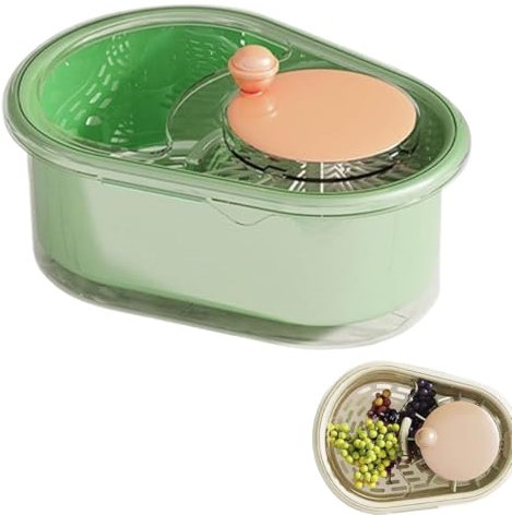 Frullatore for la pulizia della frutta, ciotola for la pulizia della frutta, spremiagrumi portatile con coperchio, ciotola for la pulizia della frutta di grande capacità con spazzola(Green)