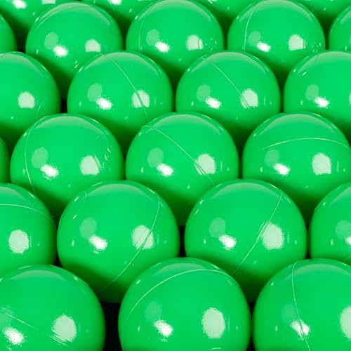 H&F Heimtextilien 100 Bälle für Bällebad Ø 6 cm – Grün Plastikbälle für Kinder & Babys – Weiche & langlebige Spielbälle – BPA-frei & schadstofffrei – Perfekt für Spielzelt, Hüpfburg & Garten