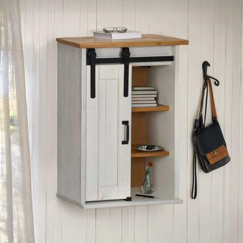 BOWEKAM Mobili,Armadi e stoccaggio,Mobili da cucina,Armadio sospeso HALDEN con porta scorrevole Bianco 49x22.5x70 cm Pino