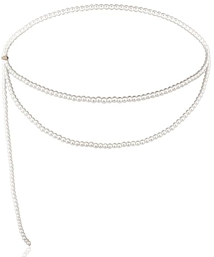 Nogeqi Mehrschichtiger Perlen Kettengürtel Damen Elegant Perlen Bauchkette Verstellbare Taillenkette Perle Waist Chain Perlengürtel Bauch Kette für Frauen Mädchen Kleid