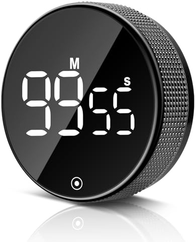 Kasanni Küchentimer mit Großem LED-Display, Lautstärke & Helligkeit Einstellbar, Digitaler Küchentimer Magnetischer Countdown für das Klassenzimmer Hausaufgaben Kochen Fitness Backen Lernen