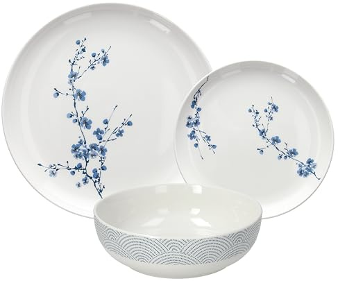 Tognana Orientale, servizio piatti 12 pezzi per 4 persone, porcellana, blu