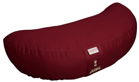 Yogimudra Yogakissen Halbmond – Meditationskissen aus 100% Baumwolle mit abnehmbarem Bezug, halbmondförmiges Yoga Sitzkissen mit Buchweizenschalen-Füllung für Meditation & Pilates (Winerot)