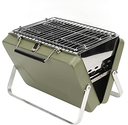 Grcfumo Barbecue à charbon de bois Portable, gril pliable pour ordinateur portable, grils à charbon de table pour Camping, cuisine, pique-nique dans la cour (Grün)