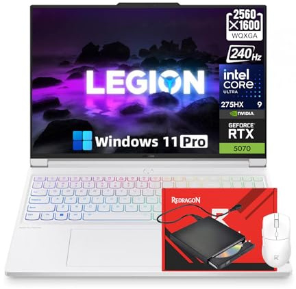 Lenovo Legion Pro 7i Gaming Laptop - RTX 5070 8GB GDDR7 | 240Hz 2.5K WQXGA OLED | Intel Ultra 9 275HX | RGB Backlit Keyboard | AI Engine+ | Wi-Fi 7 | Win 11PRO w/Redragon Bundle(32GB DDR5, 2TB SSD)