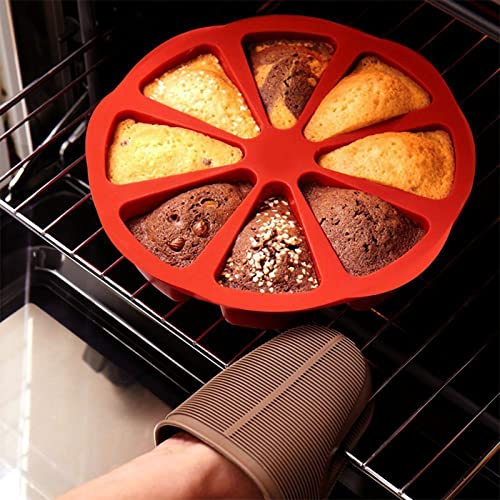 Haofy Stampo da Forno in Silicone, Antiaderente, Teglia da Forno per Scone a 8 cavità, Stampo in Silicone Alimentare per Torte Fai-da-te e Cottura Professionale del Pane (rosso)
