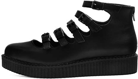 Womens Multi-Strap Pointed Mary Jane Creeper (US: Women 7, Black TUKskin™, Numeric_7)