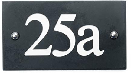 Black Slate House Numbers 100–999 | Engraved Stone Door Number Sign | Charcoal Grey Slate with White Infill | Outdoor House Plaque | Signs & Numbers