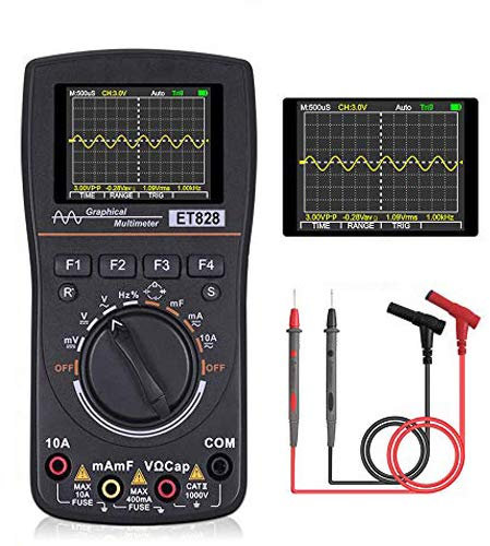 VISLONE ET828 Multimetro digitale grafico ad alta definizione intelligente ad alta definizione 2 in 1 con schermo a colori da 2,4 pollici Larghezza di banda 1 MHz Frequenza di campionamento 2,5 Mps